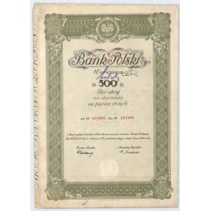 Bank Polski S.A. 5 akcji po 100 zł, 1934