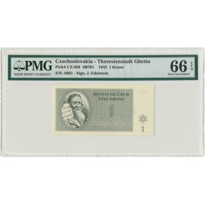 Czechosłowacja, Getto Terezin, 1 korona 1943 - PMG 66 EPQ