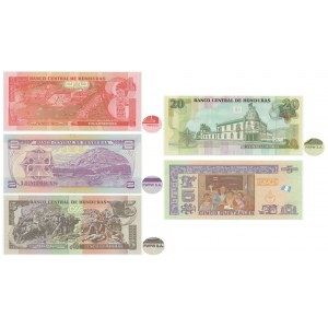 Banknoty drukowane przez PWPW, Zestaw Honduras 1-20 lempir (5 szt.) 2016