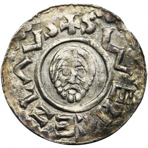 Bohemia, Bretislav II, Denarius - line border