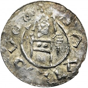 Bohemia, Bretislav II, Denarius - pearl border