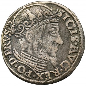 Zygmunt II August, Trojak Gdańsk 1557 - bez obwódki - RZADKI