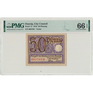 Danzig 50 Pfennig 1919 - PMG 66 EPQ - purple