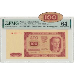 100 złotych 1948 - GW - PMG 64 - z ramką - RZADKOŚĆ