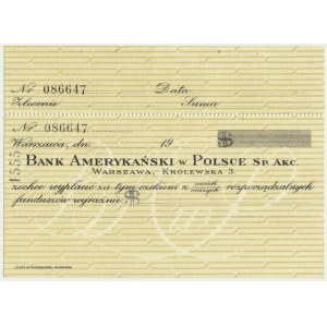Bank Amerykański w Polsce - Czek na dolary -
