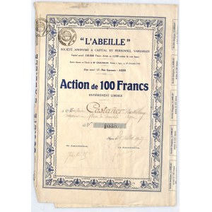 Francja, L' ABEILLE, 100 franków 1919