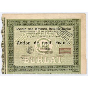 Francja, Societe des Moteurs Rotatifs Burlat, 100 franków 1913