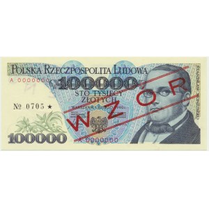 100.000 złotych 1990 - WZÓR - A 0000000 No. 0705