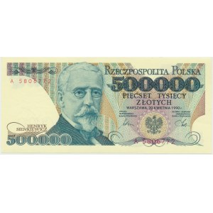 500.000 złotych 1990 - A - RZADKIE