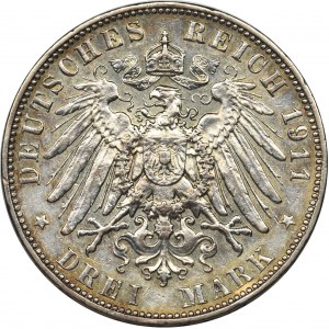 Niemcy, Saksonia, Fryderyk August III, 3 marki Muldenhütten 1911 E