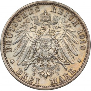 Germany, Baden, Friedrich II, 3 mark Karlsruhe 1910 G
