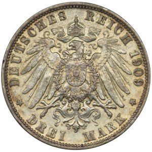 Niemcy, Hamburg, 3 marki 1908 J