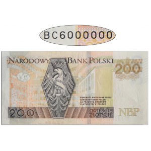 200 złotych 2015 - BC 6000000 - numer milionowy