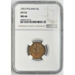 5 groszy 1923 Mosiądz - NGC MS66