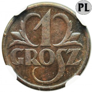 1 grosz 1938 - NGC MS64 BN PL - JAK LUSTRZANKA - RZADKIE