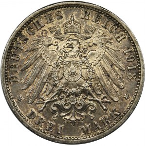 Germany, Prussia, William II, 3 mark Berlin 1913 A