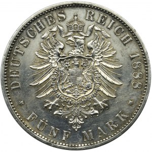 Germany, Kingdom of Prussia, Friedrich III, 5 mark 1888 A