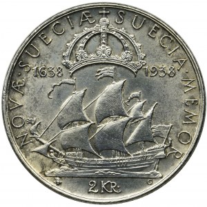 Sweden, Gustav V, 2 Krone Stockholm 1938