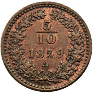 Austria, Franz Joseph I, 5/10 Kreuzer Wien 1859 A