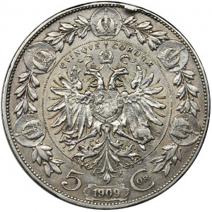 Austria, Franz Joseph I, 5 Korona Wien 1909 - Marshall type