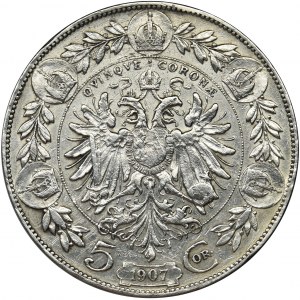 Austria, Franz Joseph I, 5 Korona Wien 1907