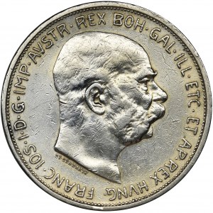 Austria, Franz Joseph I, 5 Korona Wien 1909 - Schwartz