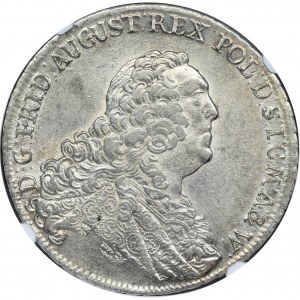 Augustus III of Poland, Thaler Dresden 1763 FWôF - NGC AU58