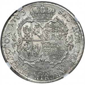 Augustus III of Poland, Thaler Dresden 1763 FWôF - NGC AU58