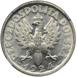 Kobieta i kłosy, 2 złote 1924 Paryż - NGC MS62 - PIĘKNA