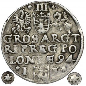 Sigismund III Vasa, 3 Groschen Olkusz 1594 - VERY RARE