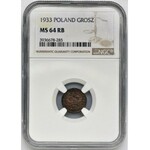 1 grosz 1933 - NGC MS64 RB