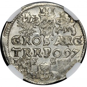 Zygmunt III Waza, Trojak Bydgoszcz 1597 - NGC MS63 - podwójne P