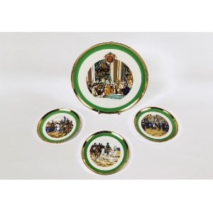 Fabryka fajansów w Gien (zał. 1821), Zespół 12 talerzy i talerz - patera, ze scenami kampanii napoleońskich