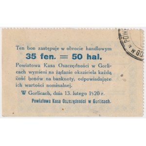Gorlice, Powiatowa Kasa Oszczędności, 35 fenigów = 50 halerzy 1920