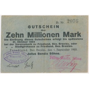 Friedland Bez. Breslau (Mieroszów), 10 mln mk 1923