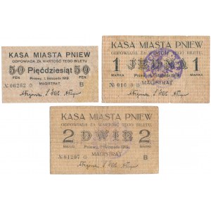 Pniewy, 50 fenigów, 1 i 2 marki 1919 (3szt)
