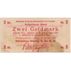 Oberlangenbielau (Bielawa), Christian Dierig GmbH, 2 Goldmark 1923