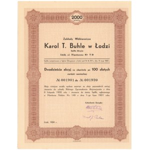 Zakłady Włókiennicze KAROL T. BUHLE w Łodzi, 20x 100 zł 1934