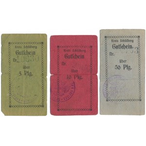 Schildberg (Ostrzeszów), 5, 10 i 50 pfg 1917 (3szt)