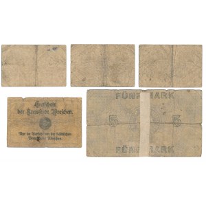 Wreschen (Września), 5 pfennig - 5 mark 1917-1920 (5szt)
