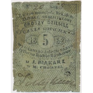 Chorzel, J. Makarz, 5 kopiejek = 10 groszy 1862