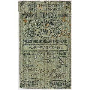 Płońsk, Dzierżawca Dochodów Konsumpcji S. Temkin, 20 kopiejek 1861