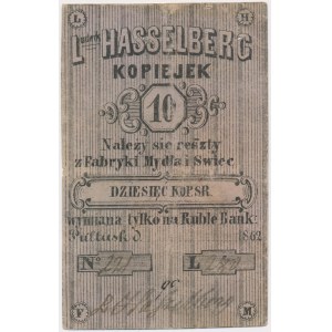 Pułtusk, Fabryka mydła i świec, Ludwik Hasselberg, 10 kopiejek 1862