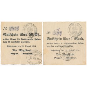 Rastenburg (Kętrzyn), 50 pfg i 1 mk 1914 (2szt)