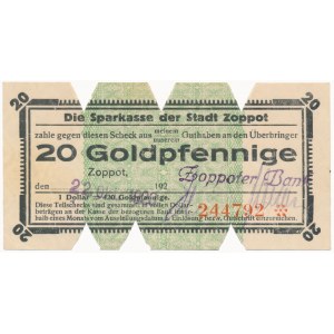 Zoppot (Sopot), Sparkasse der Stadt, 20 Goldpfennige 1923