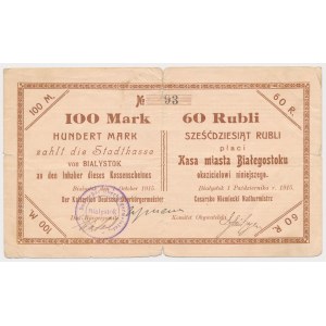 Białystok, 100 Mk = 60 rub 1915 - numer dwucyfrowy [93]