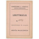 Krzyż Walecznych 1920 - z legitymacją