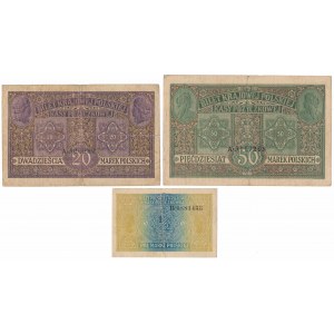 Jenerał 20, 50 mkp i Generał 1/2 mkp 1916 (3szt)