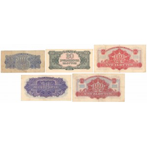 Zestaw banknotów 10 - 100 zł 1944 (5szt)