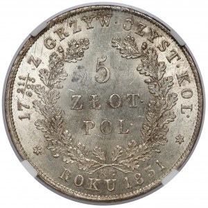 Powstanie Listopadowe, 5 złotych 1831 KG - mennicze